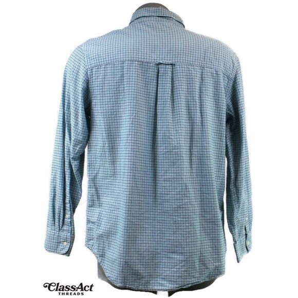 Chaps Shirt Mens Teal Blue Checked Long Sleeve Button Down Cotton Sz L - Picture 3 of 6